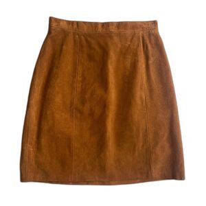 NWT Vintage 100% Leather Cow Skirt Size 26 Deadstock Brown Phoenix USA
